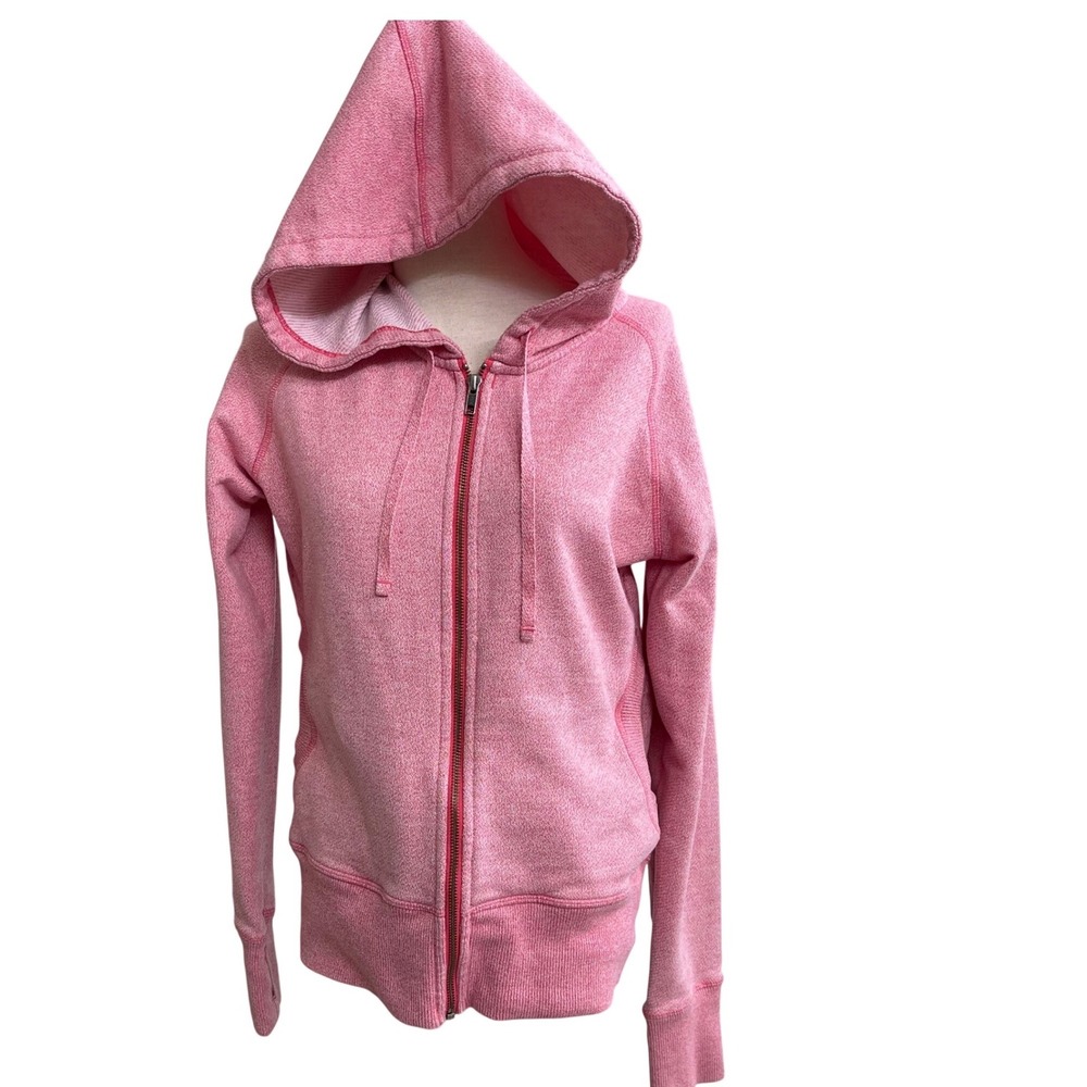 Patagonia pink  Heathered Full Zip Hoodie Jacket Thumbholes Women size S Workout